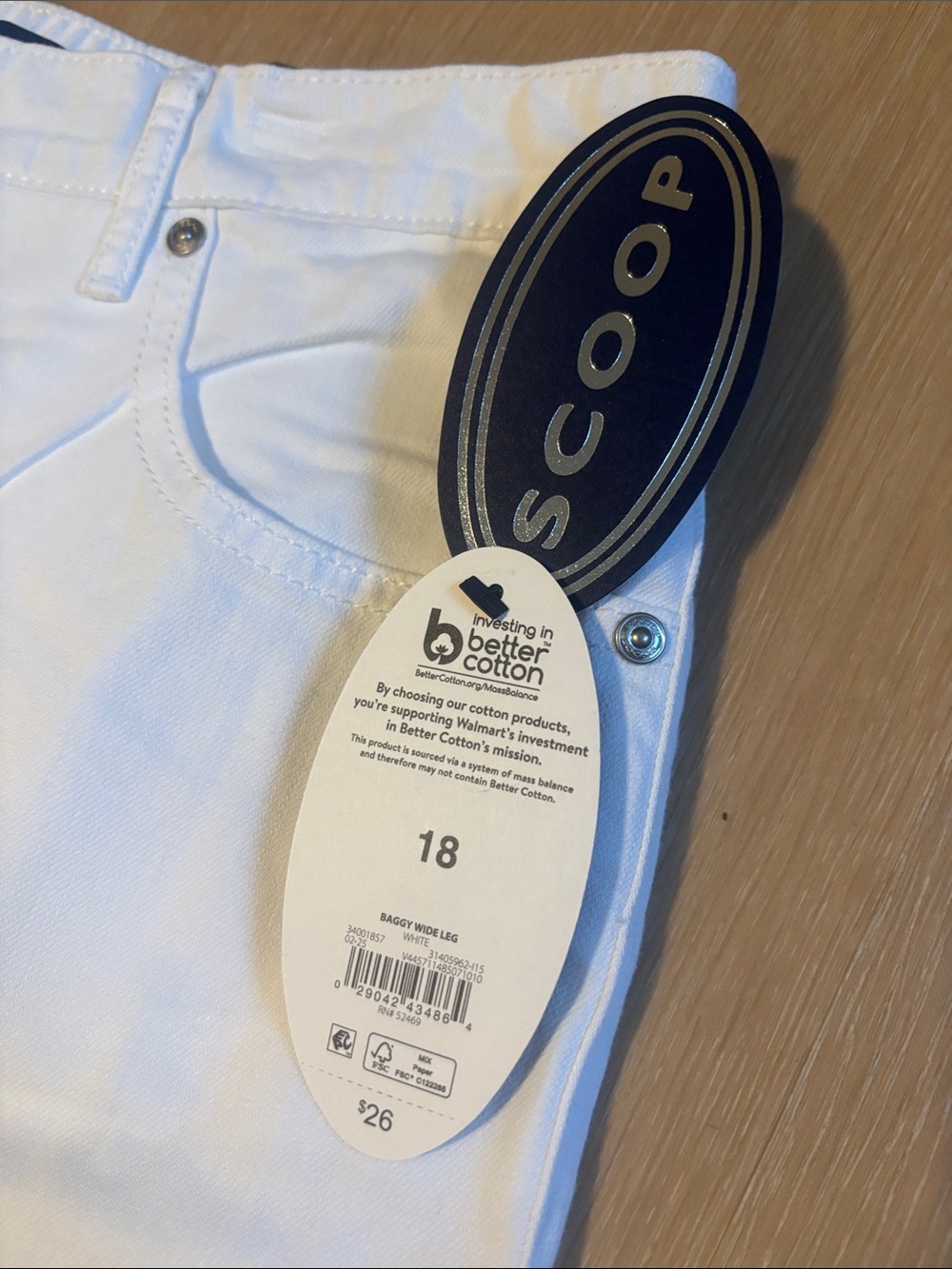 NWT Scoop Baggy Wide Leg White Jeans size 18 - Picture 2 of 5